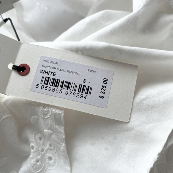 NWT TED BAKER JENAAY WHITE EYELET SHORT PUFF SLEEVE MAXI PEASANT DRESS - 5 (XL) - Picture 12 of 16